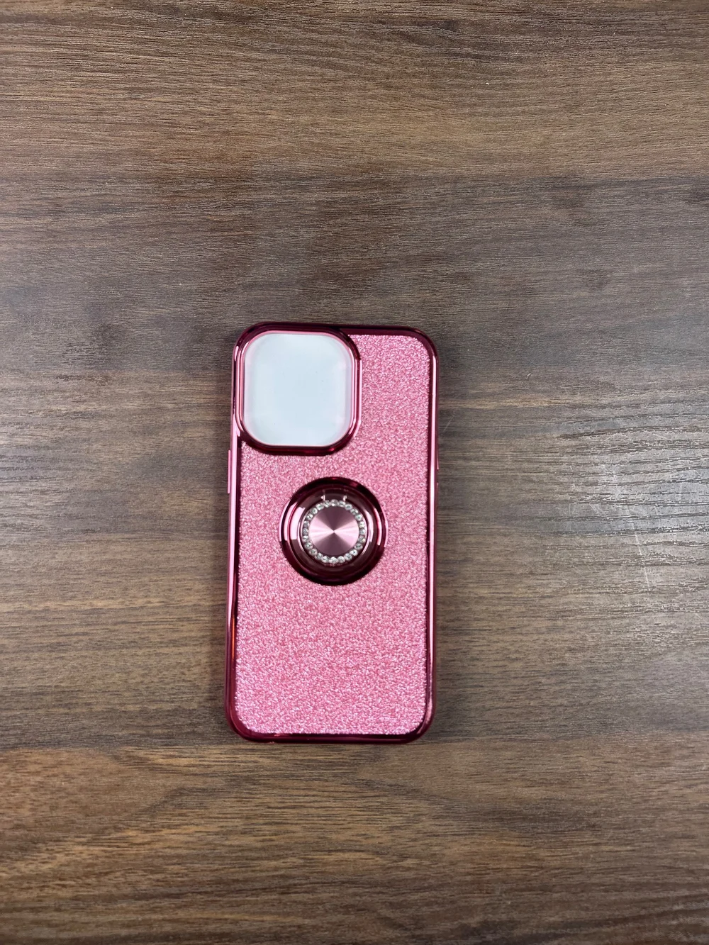 Pink Glitter Protective Phone Case with Ring Holder